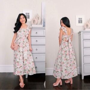 En Saison Maris Floral Ruffle Midi A-Line Dress Size Medium